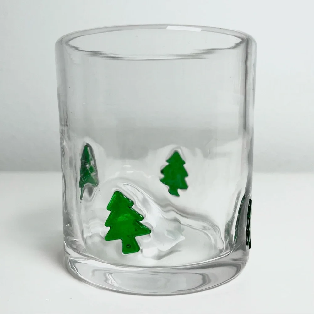 NEW Crate & Barrel Christmas Icon DOF Glasses Set of 4 Double Old Fashioned